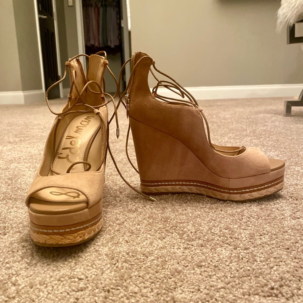Tan suede Sam Edelman wedge shoes.  Only worn a few times. Size 7.5